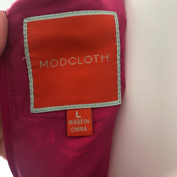 NWOT ModCloth Hot Pink Floral Midi Dress - Picture 5 of 5